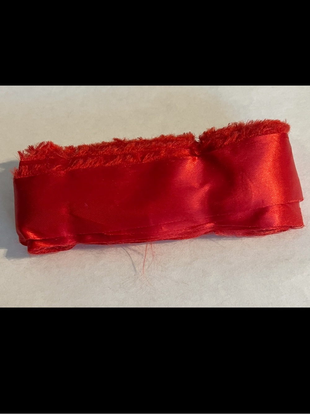 Vintage Red Satin Ribbon Unfinished Frayed Edge Raw Edge 1.25” Wide 2+ yards